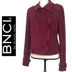 BNCI by Blanc Noir Faux Suede Burgundy Moto Jacket